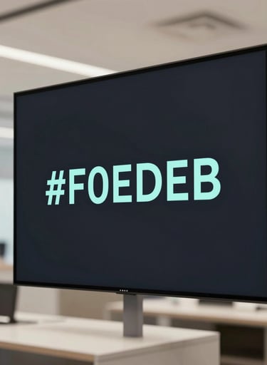 Close-up of high-end digital marketing signage inside a flagship environment. The design is minimal and content-forward. Lighting is soft and professional, emphasizing #F0EDE8 text against a #111111 dark background.