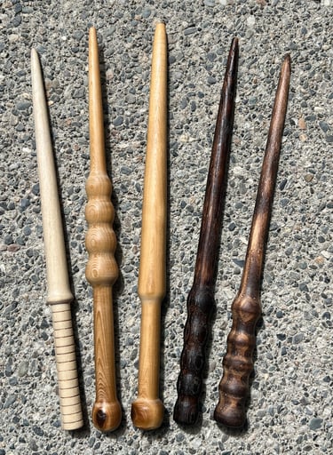 a group of various Harry Potter style wands
