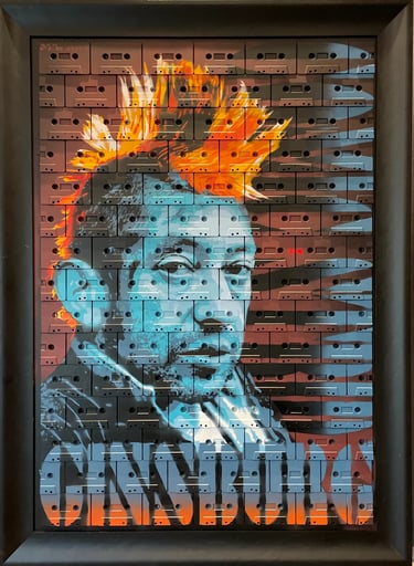 tableau Serge Gainsbourg punk à crête sur cassette audio – art pop Mister Melody