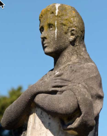 Bird pooped on statue