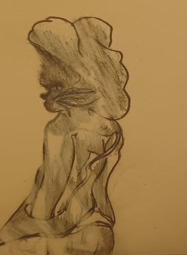 portrait de femme illustration print crayons