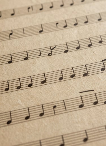 Close-up photography of a vintage musical score by Joan Manén, textured aged paper, muted earth brown ink, deep charcoal coffee shadows. Refined cultural aesthetic.
