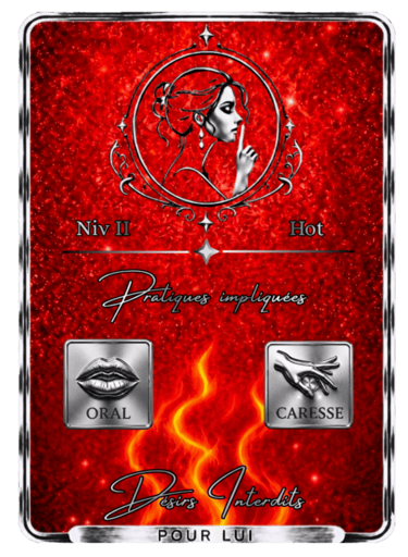 Carte de jeu Désirs Interdits niveau Medium rouge, pour explorer ses limites et pimenter sa vie sexuelle en toute confiance