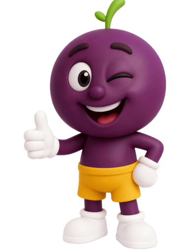 O Mascote da Açaí Mais Brasil demonstrando felicidade e confiança