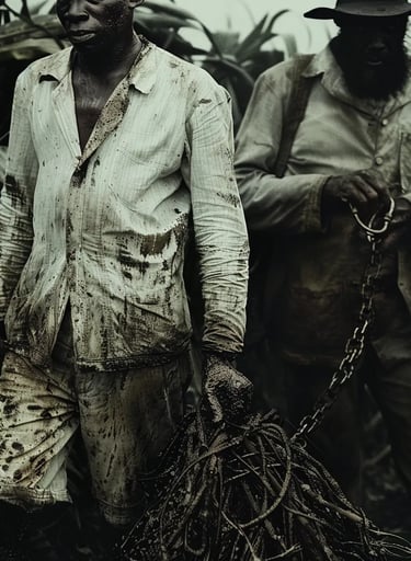 Congolese laborer in chains