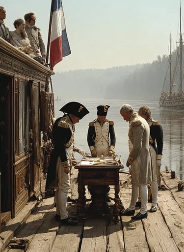 Mid-Raft Ceremony, July 7th 1807: Signing the Treaty