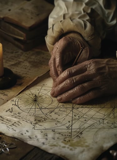  Kepler’s ink-stained hands sketching the star’s position on a celestial map