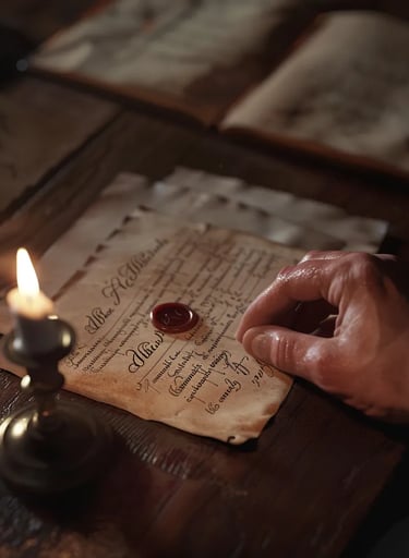 Close-up of a diplomat's hand pressing a wax seal onto the Barrier Treaty document