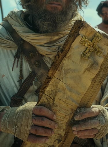  Columbus holding a weathered sea chart, his leather-gloved hands trembling slightly