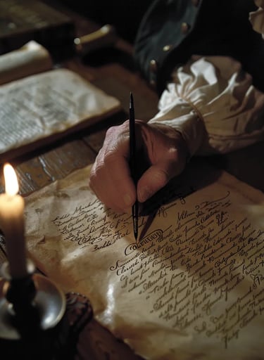 a minister signing the Collegiate School charter with a quill