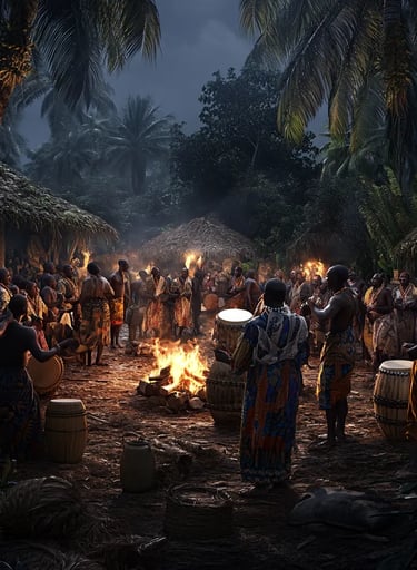 Amistad survivors embraced by villagers in joyful Sierra Leone reunion.