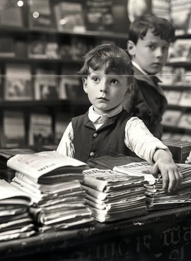 a young boy pressing his hands against the glass