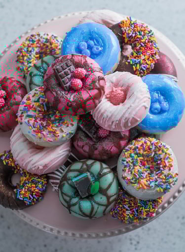 a plate of colorful soap donuts with sprinkles