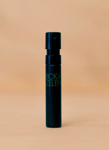 a sample bottle of Boka Zelen fragrance