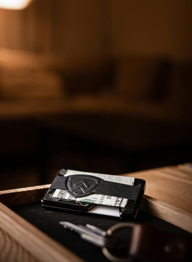 A wallet and keys in a tray