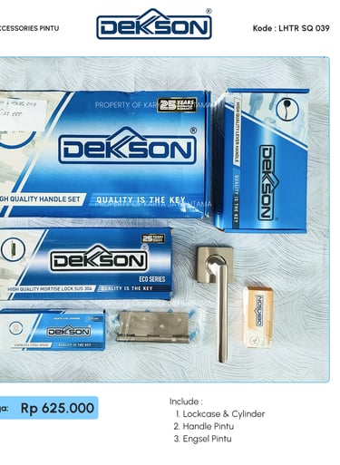 Set handle pintu, engsel, lock case merk Dekkson