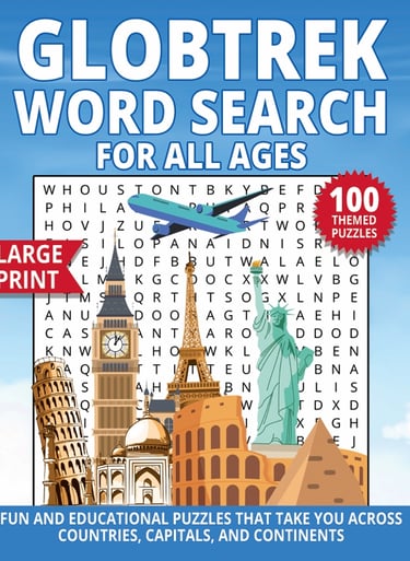 travel word search globtrek capitals and countries large print puzzle book liora onyx cover