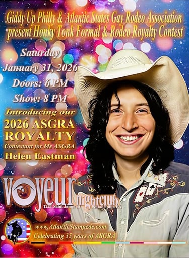 Ms. ASGRA Candidate 2026, Helen Eastman, in western wear against a champagne background