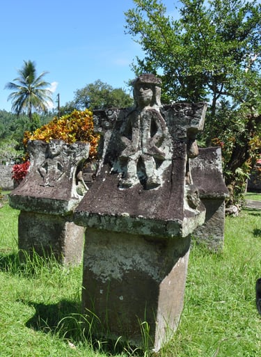 stone grave markers, sulawesi, indonesia
