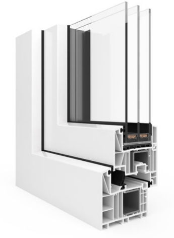 a window with a white frame and a white frame