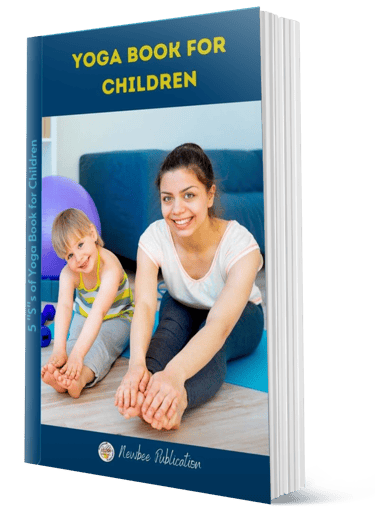a woman sitting on a yoga mat with a child's feet on the floor yoga book for children