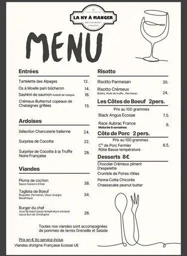 Menu hiver-La KV à manger-Samoëns