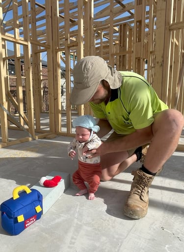 Newborn sons first visit to site to see Dad