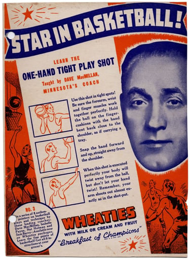 1939 Wheaties Star in Basketball Panel Dave MacMillan #3