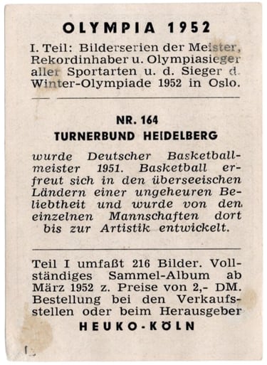 1952 Heuko Die Olympischen Spiele Olympia 1952 #164 Basketball Card (back)