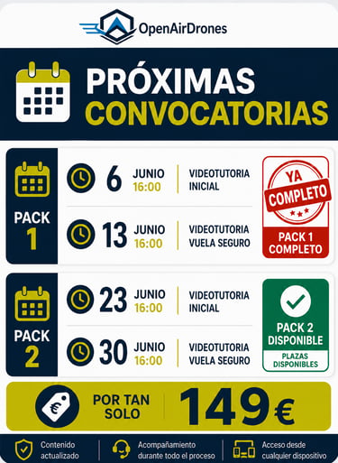 Imagen del Pack Piloto UAS + Vuela Seguro de OpenAirDrones, una formación para obtener la titulación