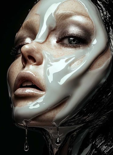a woman with a white face and white paint on her face