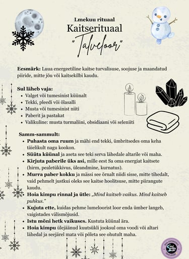 Lumekuu rituaal Kaitserituaal Soul Sisters Tarot