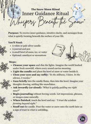 Snow Moon Ritual Inner Guidance Ritual Soul Sisters Tarot