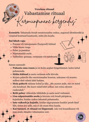 Verekuu rituaal Vabanemise rituaal Soul Sisters Tarot