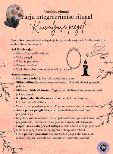 Verekuu rituaal Varju integreerimise rituaal Soul Sisters Tarot