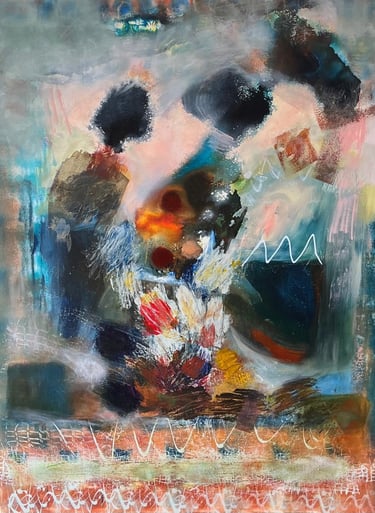 ember bloom abstract acrylic painting by nikki kelly art