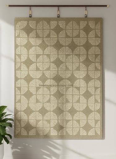 Custom bespoke handmade rugs crafted in Nepal- geometric wall-hanging- Himalaya Carpet Industries
