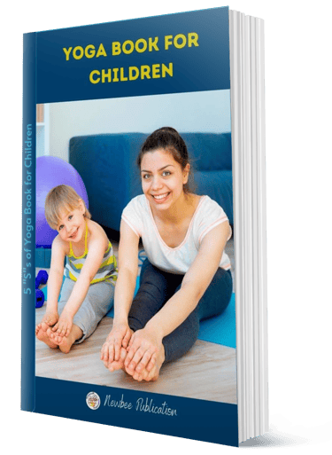 a woman sitting on a yoga mat with a child's feet on the floor yoga book for children