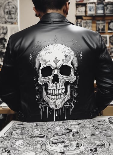 Chamarra Vinipiel personalizada cráneo