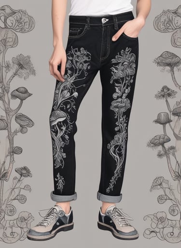 Pantalón negro de mezclilla personalizado con vides