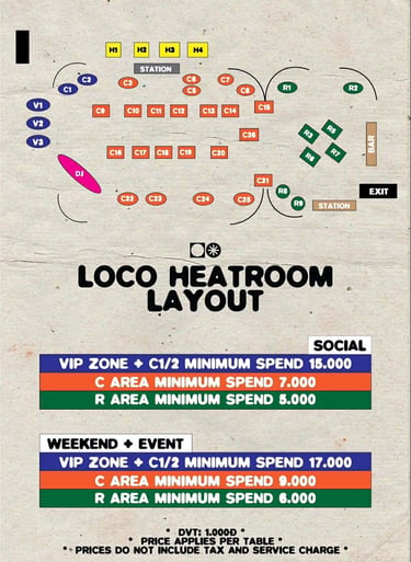 Loco Complex Heatroom NightClub Floor Plan Map Layout