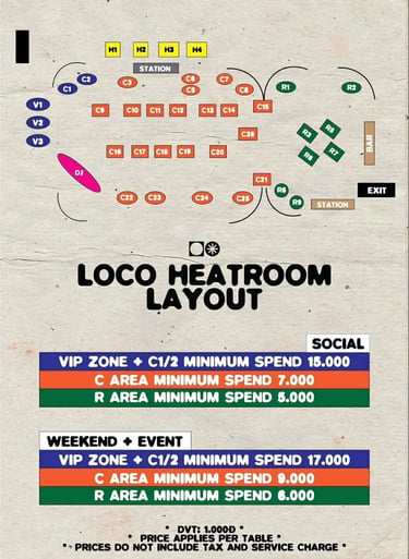 Loco Complex Heatroom NightClub Map Layout Floor Plan