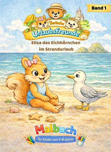Elisa das Eichhörnchen im Strandurlaub Malbuch