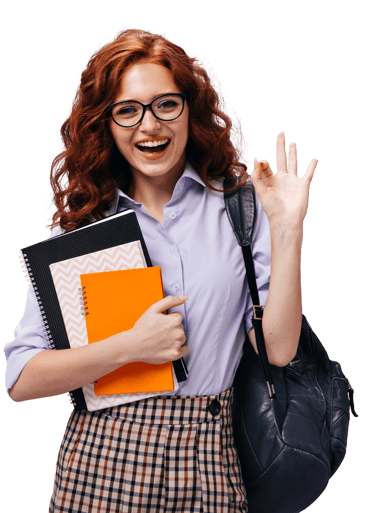 student holding files