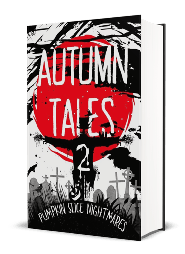 A black, white, and red book cover featuring a scarecrow in a cemetery and huge blood-red moon
