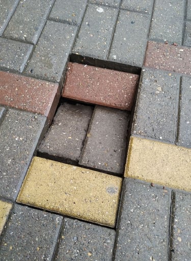 Damaged brick pavers needing repair
