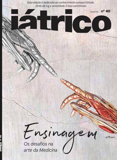 Capa da revista Iátrico com ilustração médica Ensinagem por Rodrigo Tonan – publicação científica CR