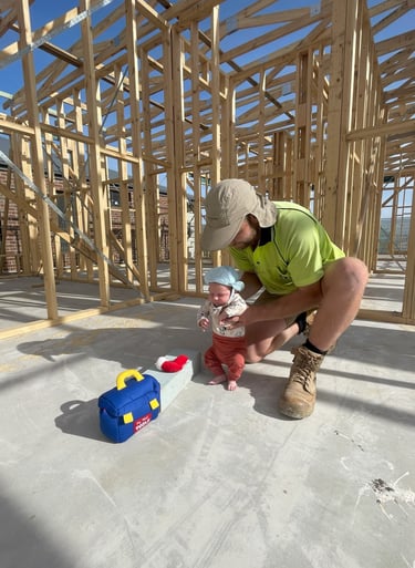 Newborn sons first visit to site to see Dad