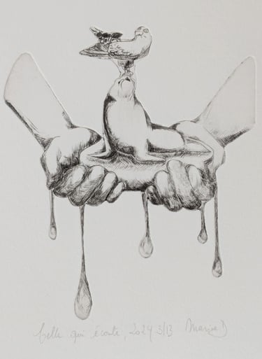 5ème Mère noir faucon gravure rhénalon