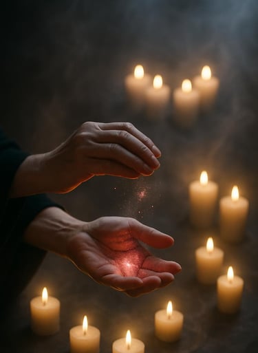 hechizos de amor. Magia en las manos con velas para la magia blanca